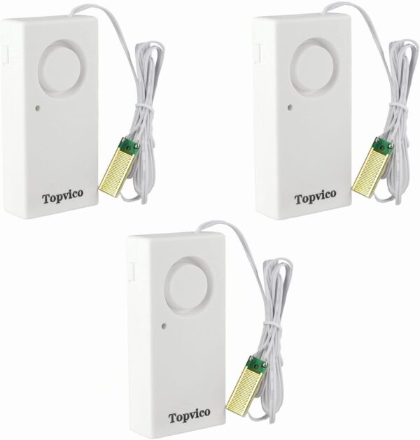 Topvico Water Leak Sensor Detector Flood Alarm for Basement Moisture 120dB Work Alone Battery Operated 3 Packs - Image 2