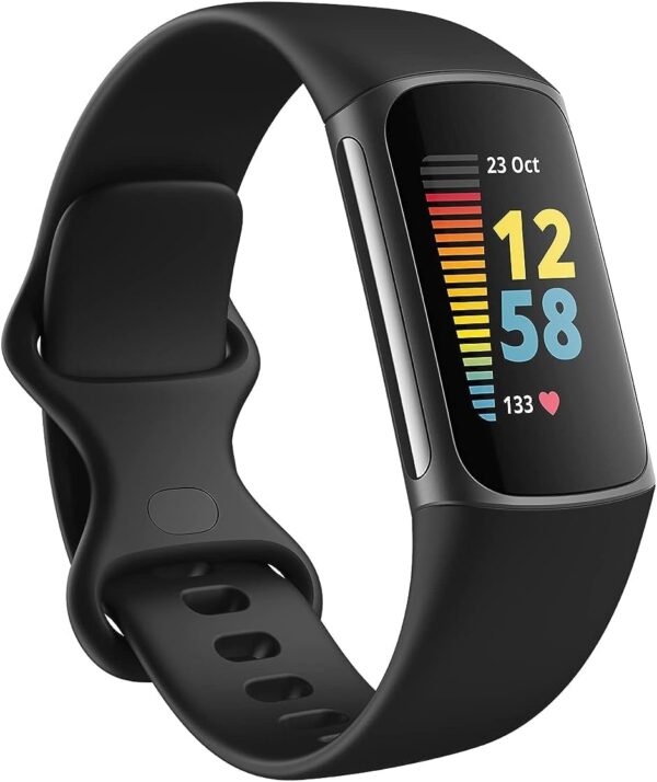 Fitbit Charge 5 Advanced Health & Fitness Tracker with Built-in GPS, Stress Management Tools, Sleep Tracking, 24/7 Heart Rate and More, Black/Graphite, One Size (S &L Bands Included) - Image 2