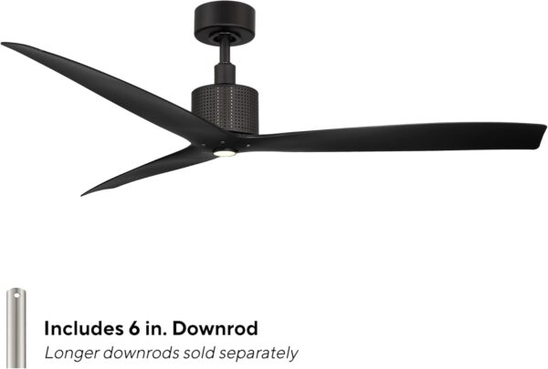 Modern Forms Spinster Indoor and Outdoor 3-Blade 60in Smart Ceiling Fan in Matte Black with 3000K LED Light Kit and Remote Control with Alexa and iOS or Android App - Image 8