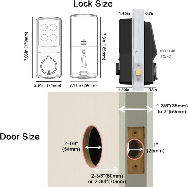 Lockly Secure Pro, Wi-Fi Smart Lock, PIN Genie® Keypad, 3D Biometric Fingerprint Sensor, Auto Lock Deadbolt (Matte Black, a Special Edition for Special Door Frame and Thick Fingers) - Image 7