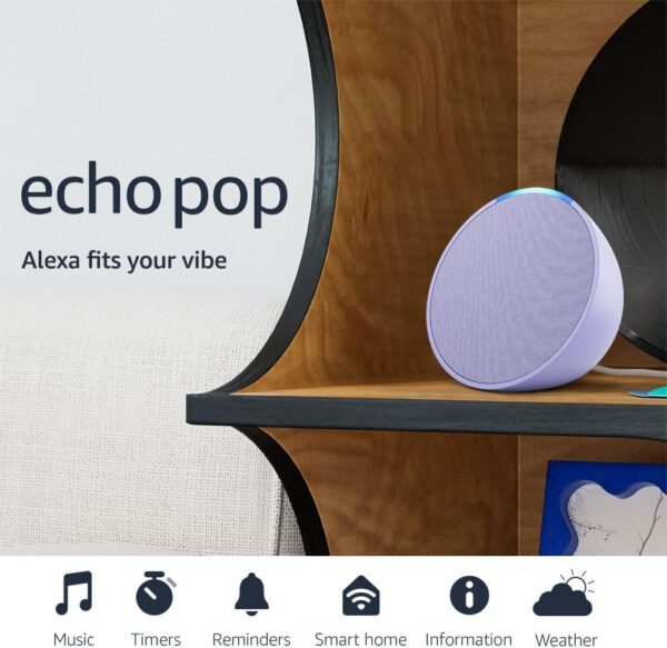 Amazon Echo Pop | Alexa fits in anywhere: bedroom, living room, bathroom, office, and small spaces | Lavender Bloom - Image 2