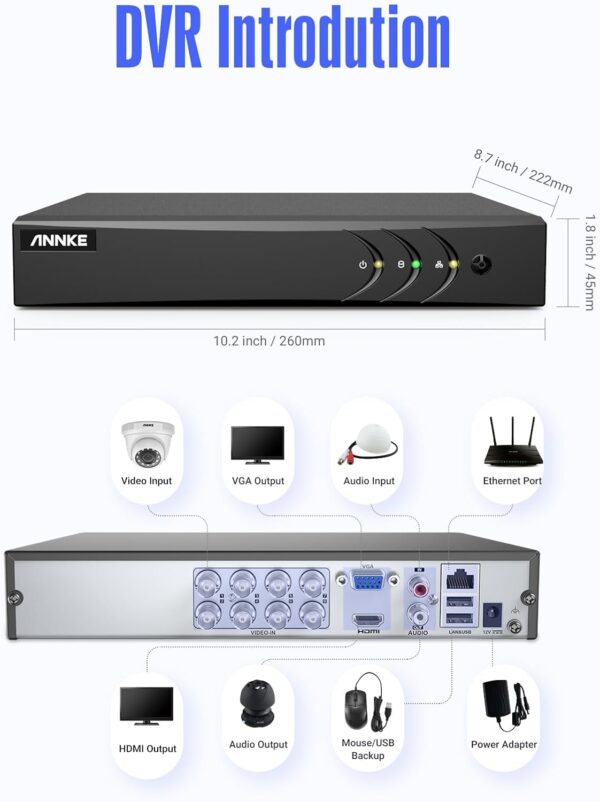 ANNKE 3K Lite H.265+ Security DVR Recorder with AI Human/Vehicle Detection, 8CH Hybrid 5-in-1 CCTV DVR for Surveillance Camera, Supports 8CH Analog and 2CH IP Cameras, Remote Access (No Hard Drive) - Image 9