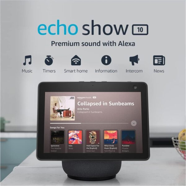 Amazon Echo Show 10 (3rd Gen) | HD smart display with premium sound, motion and Alexa | Charcoal - Image 2