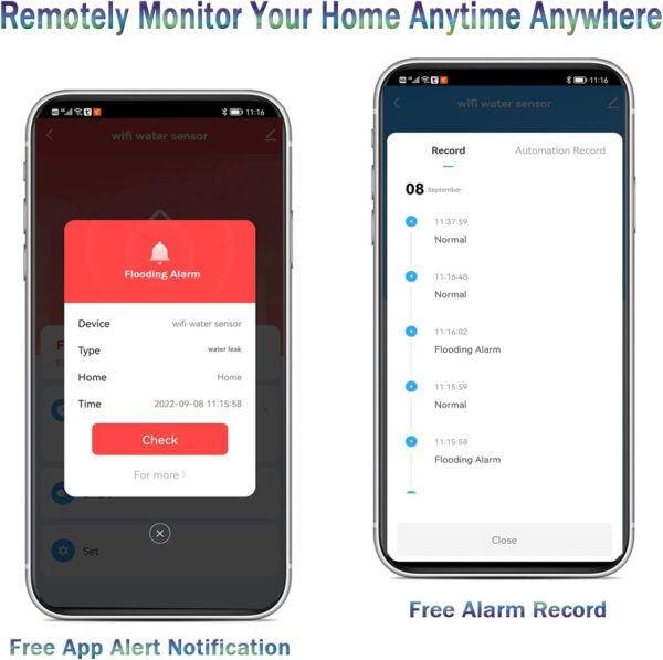 Wifi Water Sensor Leak Detector: Smart Water Leak Detector, TUYA Smart Water Leak Sensor, Wireless Water Level sensor with App Alerts and Remote Monitor, Water Detectors & Alarms for Home,Basement - Image 4