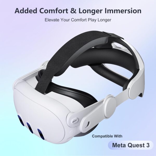 Upgraded Head Strap for Meta Oculus Quest 3, Pressure-Free Elite Strap Accessories Replacement, Adjustable Headband Soft Cushion VR Headset Enhanced Comfort & Balanced Fit for Longer Immersion - Image 3