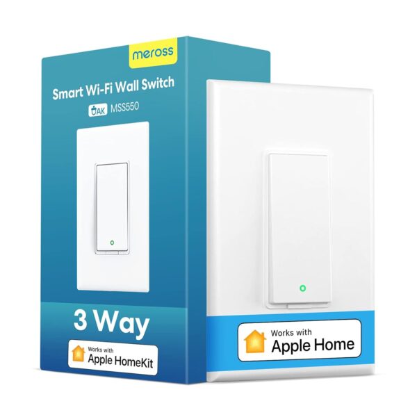 meross 3 Way Smart Switch, Smart Light Switch Supports Apple HomeKit, Siri, Alexa, Google Assistant & SmartThings, 2.4GHz WiFi Light Switch Neutral Wire Required, Remote Control Timer 1 Pack - Image 2