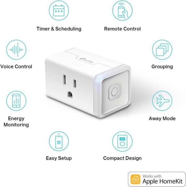 Kasa Smart Plug Mini 15A, Apple HomeKit Supported, Smart Outlet Works with Siri, Alexa & Google Home, UL Certified, App Control, Scheduling, Timer, 2.4G WiFi Only, 4 Count (Pack of 1) (EP25P4), White - Image 5