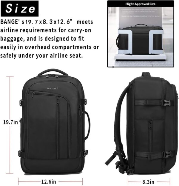 BANGE Travel Overnight Backpack,40-Liter FAA Flight Approved Weekender Bag Carry on Backpack (BLACK (Backpack with 3 Cubes))… - Image 3