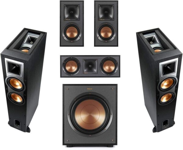 Klipsch Reference R-26FA 5.1 Home Theater Pack, Brushed Black Polymer Veneer - Image 2