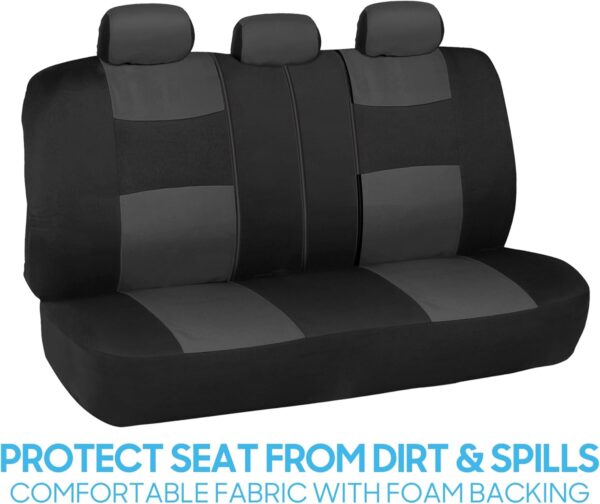 BDK PolyPro Car Seat Covers Full Set in Charcoal on Black – Front and Rear Split Bench for Cars, Easy to Install Cover Set, Accessories Auto Trucks Van SUV - Image 8