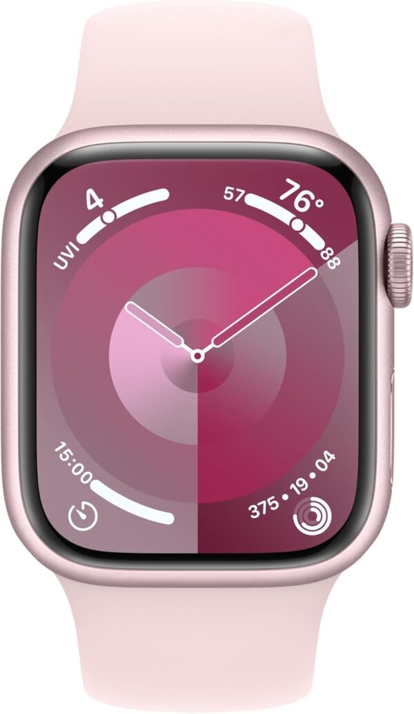 Apple Watch Series 9 [GPS + Cellular 41mm] Pink Aluminum Case with Pink Sport Band S/M (Renewed) - Image 3