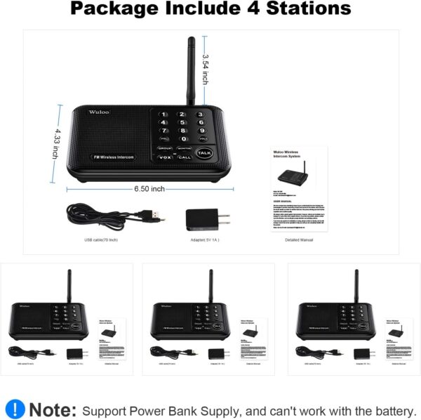 Wuloo Intercoms Wireless for Home 5280 Feet Range 10 Channel 3 Code, Wireless Intercom System for Home House Business Office, Room to Room Intercom, Home Communication System (4 units set, Black) - Image 8