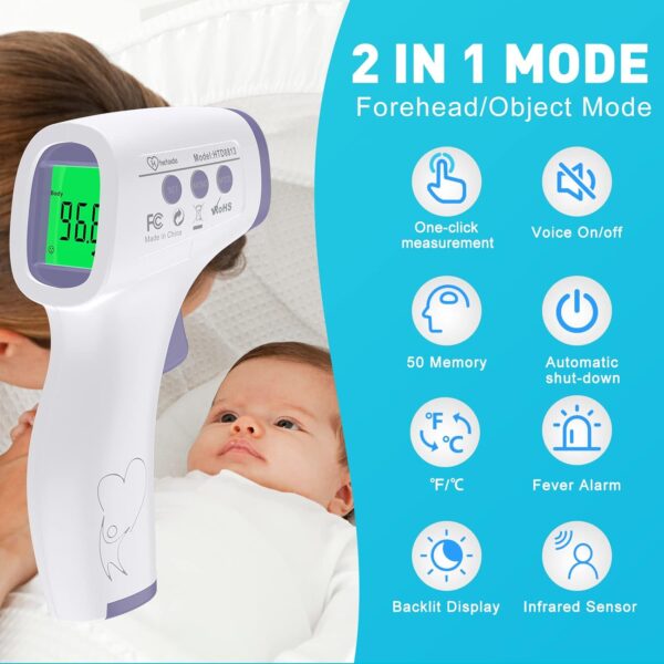 Digital Thermometer for Adults and Kids, No Touch Forehead Thermometer for Baby, 2 in 1 Body Surface Mode Infrared Thermometer with Fever Alarm and Instant Accuracy Readings - Image 6