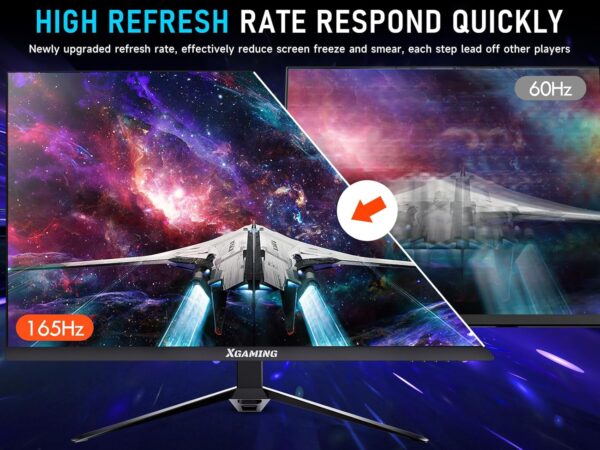 27 Inch QHD Gaming Monitor 144Hz/165Hz, 2560 x 1440p PC Monitor with 1ms, FreeSync G-Sync Compatible, HDMI DisplayPorts, Eye Care Frameless HDR Display with Speakers and Rainbow Lights, VESA - Image 5