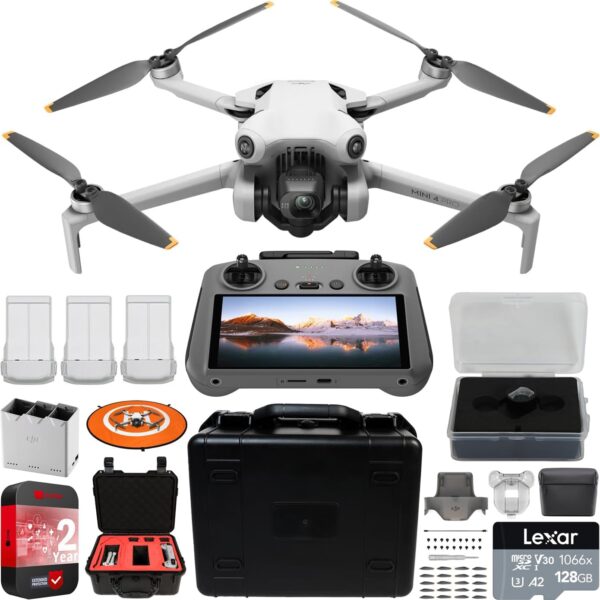 DJI Mini 4 Pro Folding Drone with RC 2 Remote (With Screen) Fly More Combo Plus, 4K HDR Video Camera, Under 249g, 3 Plus Batteries Bundle w/Deco Gear Custom Hard Case + Wide Angle Lens & Accessories - Image 2