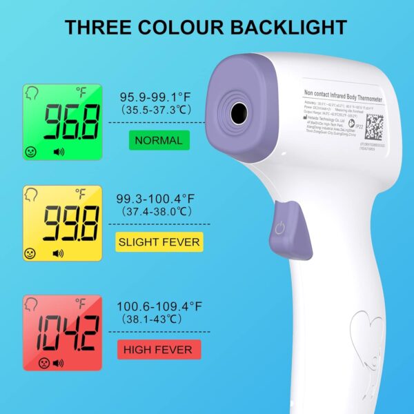 Digital Thermometer for Adults and Kids, No Touch Forehead Thermometer for Baby, 2 in 1 Body Surface Mode Infrared Thermometer with Fever Alarm and Instant Accuracy Readings - Image 4