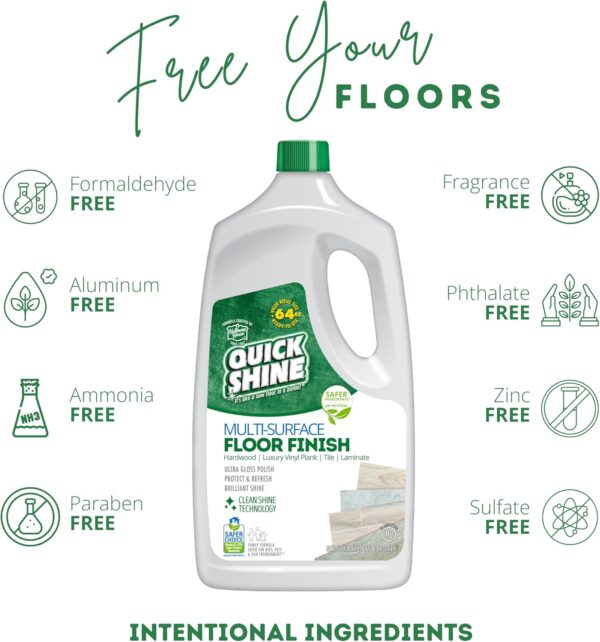 Quick Shine Multi Surface Floor Finish 64oz | Cleaner & Polish to use on Hardwood, Laminate, Luxury Vinyl Plank LVT, Tile & Stone - Image 4