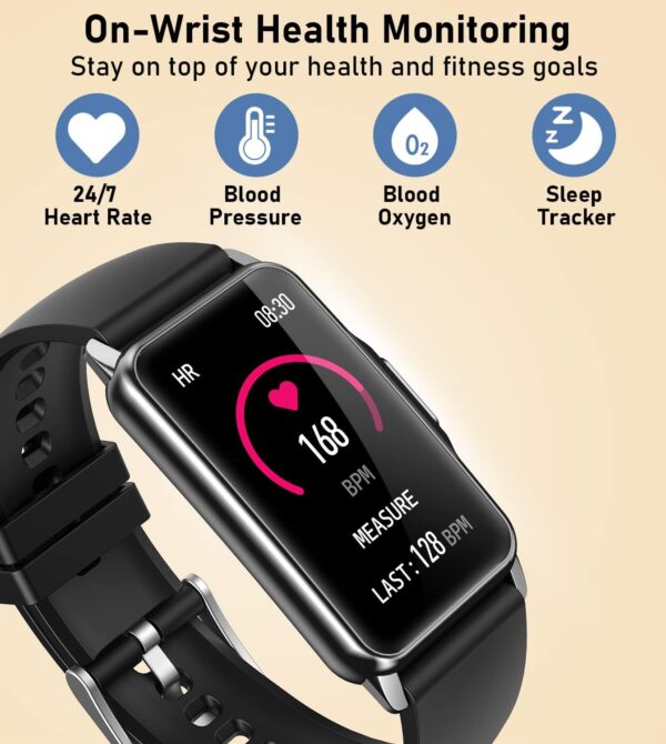 Smart Watch Health Fitness Tracker with 24/7 Heart Rate, Blood Oxygen Blood Pressure Sleep Monitor, 115 Sports Modes, Step Calorie Counter Pedometer IP68 Waterproof for Android and iPhone Women Men - Image 5