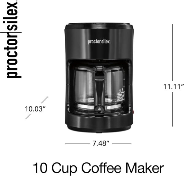 Proctor Silex Coffee Maker, Works with Smart Plugs That are Compatible with Alexa, Auto Pause and Serve, 10-Cup, Black - Image 9