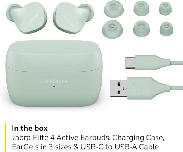 Jabra Elite 4 Active in-Ear Bluetooth Earbuds – True Wireless Earbuds with Secure Active Fit, 4 Built-in Microphones, Active Noise Cancellation and Adjustable HearThrough Technology – Mint - Image 6