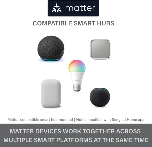 Sengled LED Smart Light Bulb (A19), Matter-Enabled, Multicolor, Works with Alexa, 60W Equivalent, 800LM, Instant Pairing, 2.4 GHz, Wi-Fi, 1-Pack - Image 6