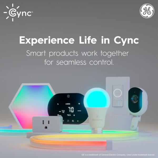 GE CYNC Dynamic Effects BR30 Color Changing Light Bulb with Music Sync, RGB LED Light Bulb, Room Décor Aesthetic WiFi Smart Light, 9.5 Watts, Works with Amazon Alexa and Google, 1 Bulb - Image 10