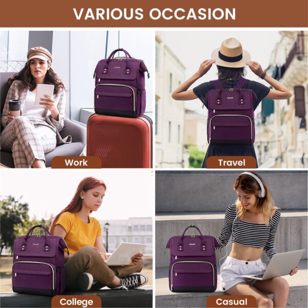 LOVEVOOK Laptop Backpack for Women Fashion Computer Backpack Large Capacity Work Backpack Purse 15.6 Inch Travel Backpack Nurse Teacher Bag with USB Port - Image 7