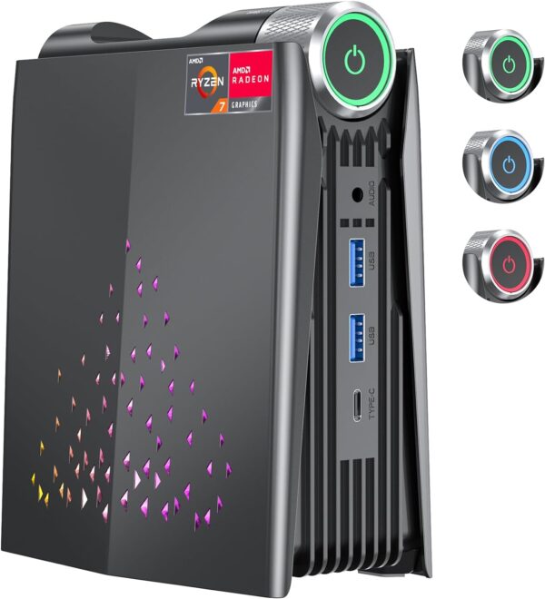 ACEMAGICIAN Mini Gaming PC，AMD Ryzen 7 5700U Mini PC 16GB DDR4 512GB SSD, Mini Gaming Computers Micro Desktop PC Support RGB Lights/4K Triple Display/WiFi6/BT5.2/3 Adjustable Mode PC - Image 2