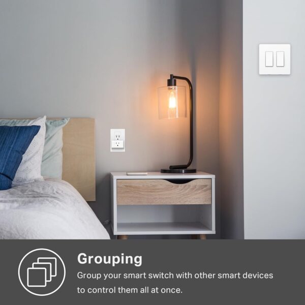 Kasa Smart Switch 2-Gang HS200-2, Single Pole,Neutral Wire Required, 2.4GHz Wi-Fi Light Switch Compatible with Alexa and Google Home, UL Certified, No Hub Required, White - Image 9