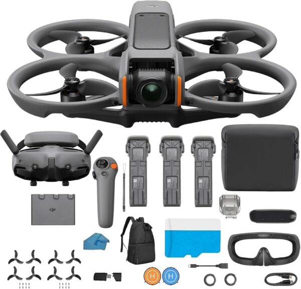 DJI Avata 2 Fly More Combo (3 Batteries), FPV Drone with Camera 4K, Immersive Experience, One-Push Acrobatics, Built-in Propeller Guard, 155° FOV, Camera Drone Compliant with FAA Remote ID With 128gb Micro SD, Backpack, Landing Pad and More Bundle - Image 2