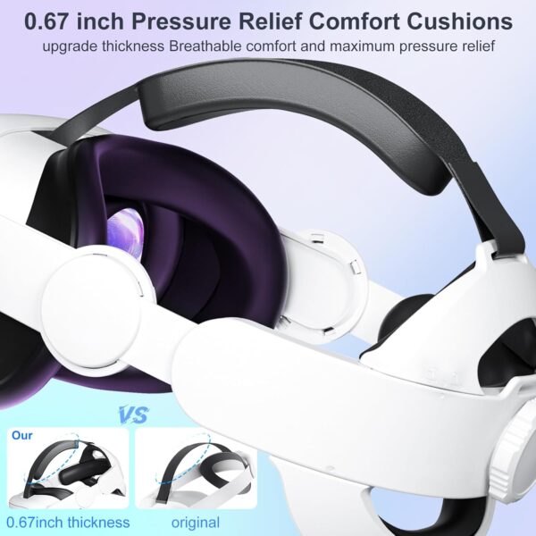 Upgraded Head Strap for Meta Oculus Quest 3, Pressure-Free Elite Strap Accessories Replacement, Adjustable Headband Soft Cushion VR Headset Enhanced Comfort & Balanced Fit for Longer Immersion - Image 4