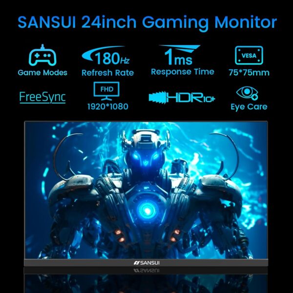 SANSUI 24 Inch Gaming Monitor 180Hz, DP 1.4 x1 HDMI 2.0 x2 Ports IPS Panel High Refresh Rate Computer Monitor, Racing FPS RTS Modes, 1ms Response Time 110% sRGB (ES-G24F4, HDMI Cable Included) - Image 3