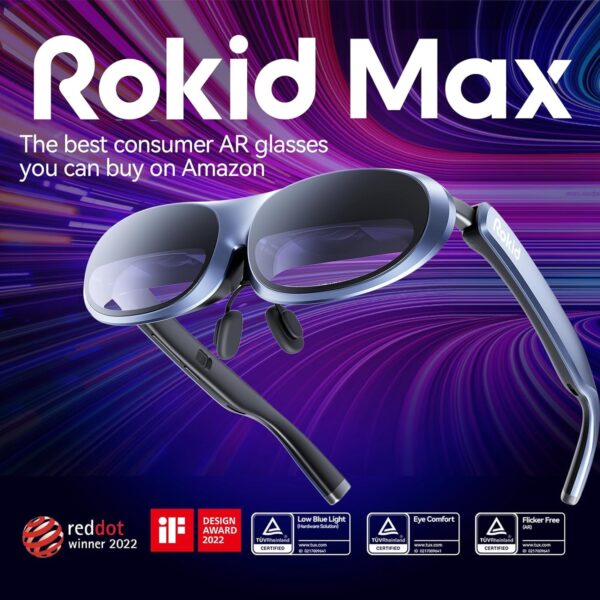 Rokid Max AR Glasses, Smart Glasses with 160" Micro-OLED Display, Google Play, Media Streaming, HDCP Support & Cloud Gaming, Console, Android, iOS, Windows Compatible - Image 3