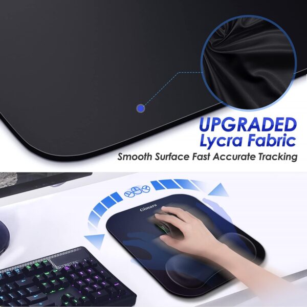 Gimars Mouse Pad with Wrist Rest, Large Smooth Superfine Fibre Memory Foam Ergonomic Mouse Pad, Comfortable Mousepad with Nonslip Base for Pain Relief, Laptop, Computer, Gaming, Office, 11 x 8.26'' - Image 3