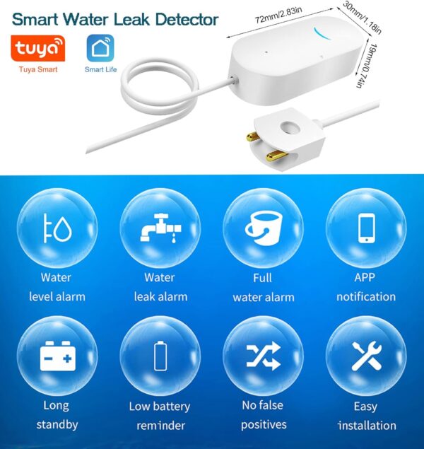 Wifi Water Sensor Leak Detector: Smart Water Leak Detector, TUYA Smart Water Leak Sensor, Wireless Water Level sensor with App Alerts and Remote Monitor, Water Detectors & Alarms for Home,Basement - Image 3