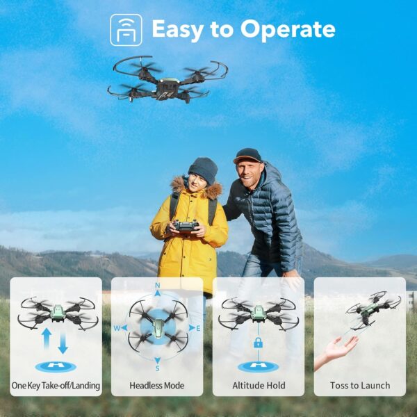 ATTOP Mini Drone with Camera, 1080P FPV Camera Drone with 3 Batteries, APP-Controlled Foldable Drone w/Altitude Hold, Headless Mode, 3 Speed Modes, One Key Return, Toy Gift for Kids/Adults/Beginners - Image 5