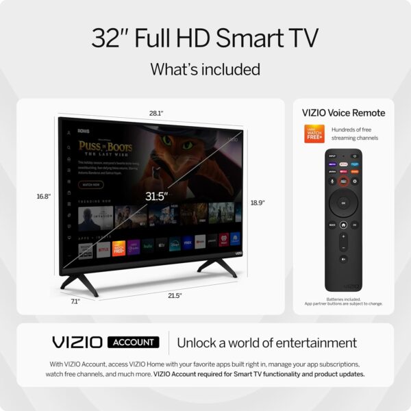 VIZIO 32-inch D-Series Full HD 1080p Smart TV with Apple AirPlay and Chromecast Built-in, Alexa Compatibility, D32fM-K01, 2023 Model - Image 4