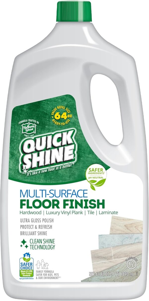 Quick Shine Multi Surface Floor Finish 64oz | Cleaner & Polish to use on Hardwood, Laminate, Luxury Vinyl Plank LVT, Tile & Stone - Image 2