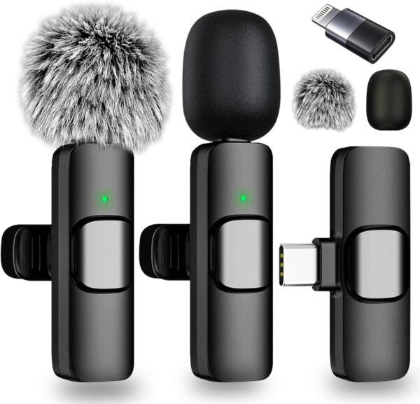 Wireless Lavalier Microphone for iPhone - Android, iPad, Tablets, Bluetooth Mini Microphone with Noise Canceling,65FT Transmission,6H Battery Life, Professional Lapel Mic for Video Recording - Image 2