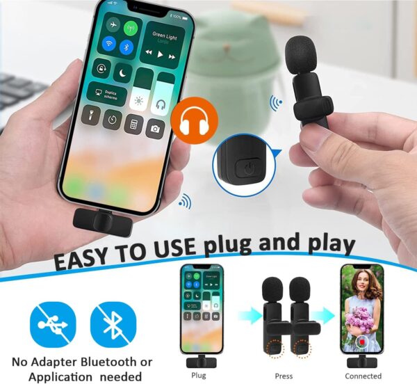 MAYBESTA Professional Wireless Lavalier Lapel Microphone for iPhone, iPad - Cordless Omnidirectional Condenser Recording Mic for Interview Video Podcast Vlog YouTube - Image 5