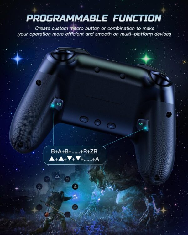 Switch Controller, LED Star Wireless Pro Controller Compatible with Switch/Lite/OLED, Multi-Platform Windows PC/IOS/Android Controller with 9 Colors RGB Light/Programmabele/Vibration/Turbo/Wakeup - Image 5