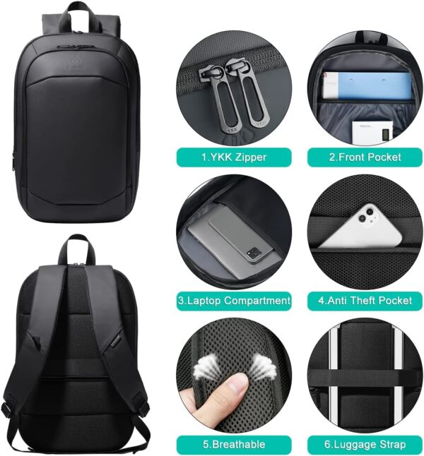 Business Backpack for Men 17 Inch,Slim & Expandable Waterproof Travel Laptop Backpack with USB Charger Port,Anti-Theft Lightweight Large Work Computer Bag,College Laptop Backpacks Gifts for Men Women - Image 9