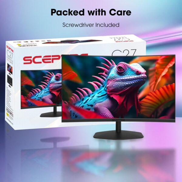 Sceptre Curved 27-inch Gaming Monitor 1500R 100Hz HDMI X2 DisplayPort 1ms 100% sRGB, Build-in Speakers Machine Black 2024 (C275W-FW100T) - Image 6