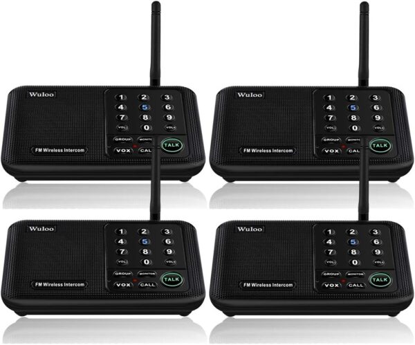 Wuloo Intercoms Wireless for Home 5280 Feet Range 10 Channel 3 Code, Wireless Intercom System for Home House Business Office, Room to Room Intercom, Home Communication System (4 units set, Black) - Image 2