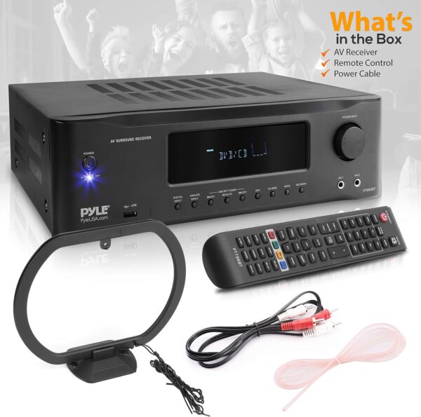 Pyle 7.1-Channel Hi-Fi Bluetooth Stereo Amplifier - 2000 Watt AV Home Theater Speaker Subwoofer Surround Sound Receiver w/ Radio, USB, RCA, HDMI, MIC IN, Supports 4K UHD TV, 3D, Blu-Ray - PT796BT - Image 8