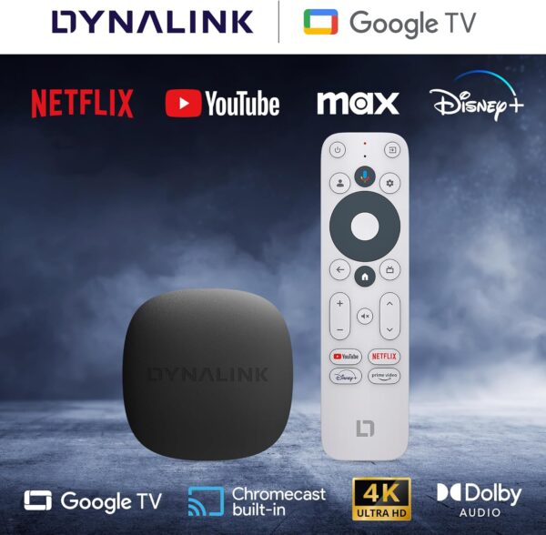 Google TV Box, 4K UHD Smart Streaming Media Player with Voice Remote Control & HDMI Cable, 2GB DDR4+16GB eMMC, Support 2.4G/5G Dual WiFi & Bluetooth 5.0, HRD 10+ - Image 3