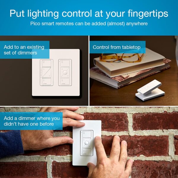 Lutron Caseta Smart Lighting Original Dimmer Switch w/ Pico Remote and Bracket, for LED Lights, Works w/ Alexa, Apple Homekit, Google Home (Hub Required), 150W, No Neutral Required, P-PKG1WB-WH - Image 9