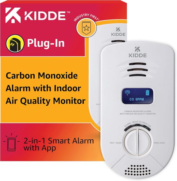 Kidde Smart Carbon Monoxide Detector & Indoor Air Quality Monitor, Plug In Wall, WiFi, Alexa Compatible Device, Voice & App Alerts - Image 2