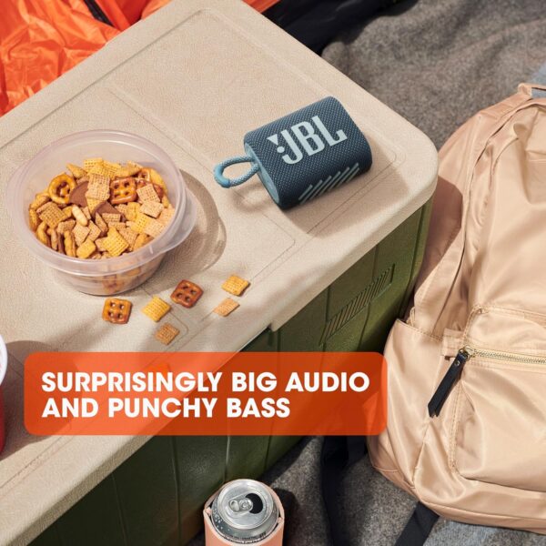 JBL Go 3 Eco: Portable Speaker with Bluetooth, Built-in Battery, Waterproof and Dustproof Feature - Blue - Image 4