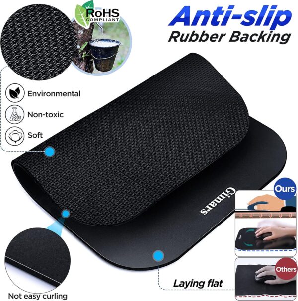 Gimars Mouse Pad with Wrist Rest, Large Smooth Superfine Fibre Memory Foam Ergonomic Mouse Pad, Comfortable Mousepad with Nonslip Base for Pain Relief, Laptop, Computer, Gaming, Office, 11 x 8.26'' - Image 6